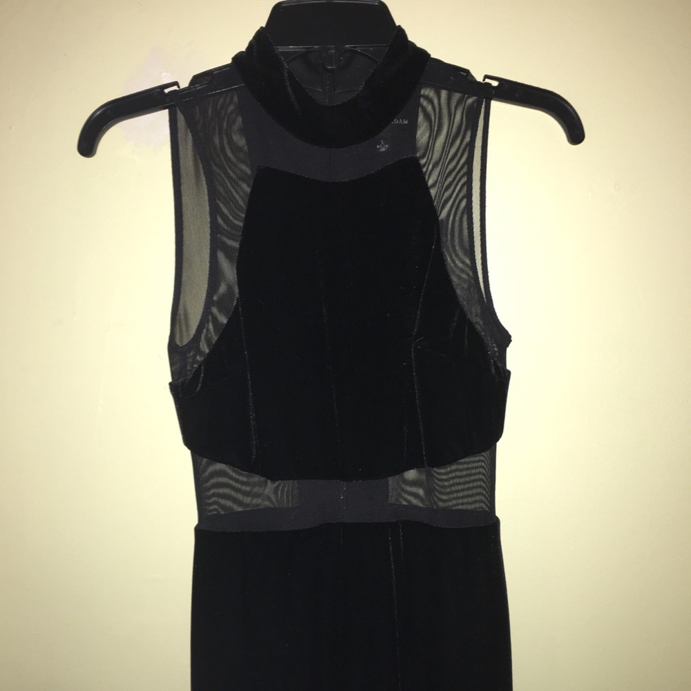 Sheer & Velvet Mock Neck Gown